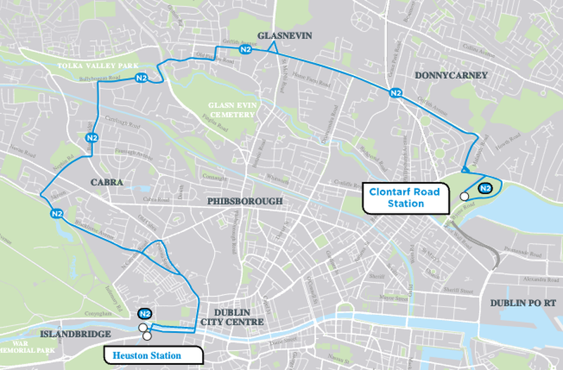 New N2 Bus Route: Connecting Clontarf to Heuston Station!